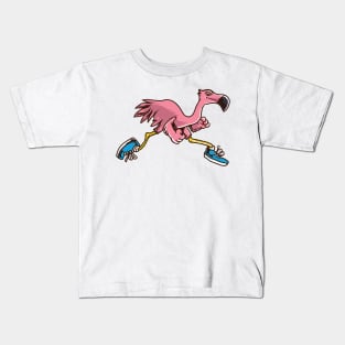 Running Flamingo Funny Runner Gift Kids T-Shirt